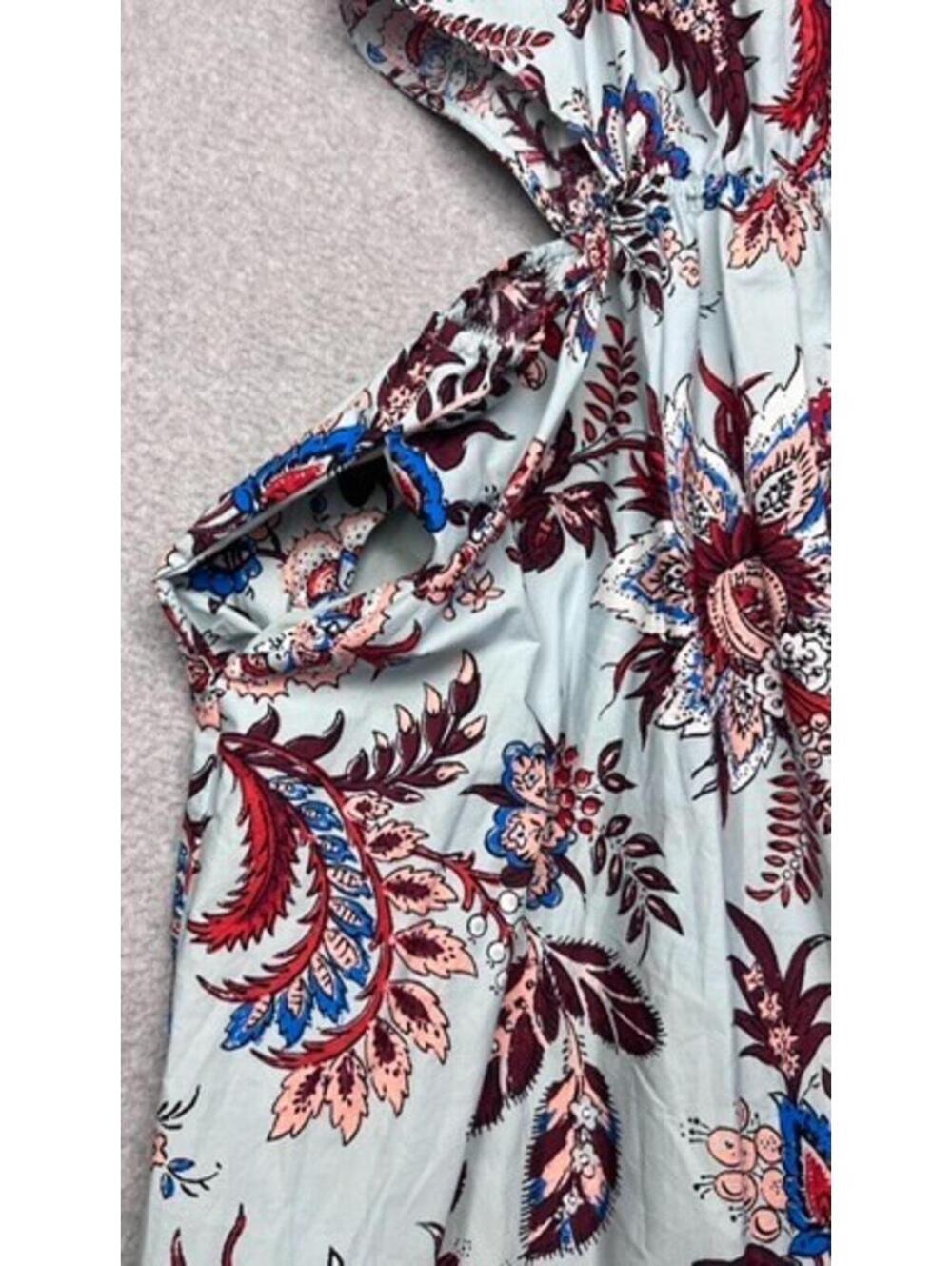RHODE x Target Leafy Floral Cutout Maxi Dress Light Blue Cotton Boho Pockets L - Picture 9 of 9